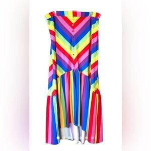 Eloquii Rainbow Striped Button Front Midi Skirt Curvy Plus Size 22